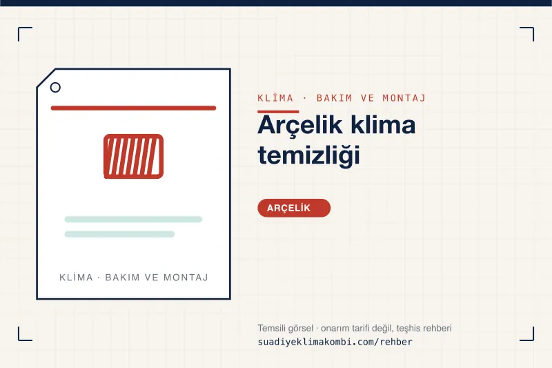 Temsili görsel: "Arçelik klima temizliği" konulu klima rehber kartı, bakım ve montaj