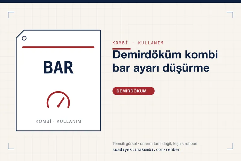 Temsili görsel: "Demirdöküm kombi bar ayarı düşürme" konulu kombi rehber kartı, kullanım