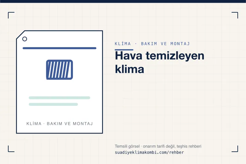 Temsili görsel: "Hava temizleyen klima" konulu klima rehber kartı, bakım ve montaj