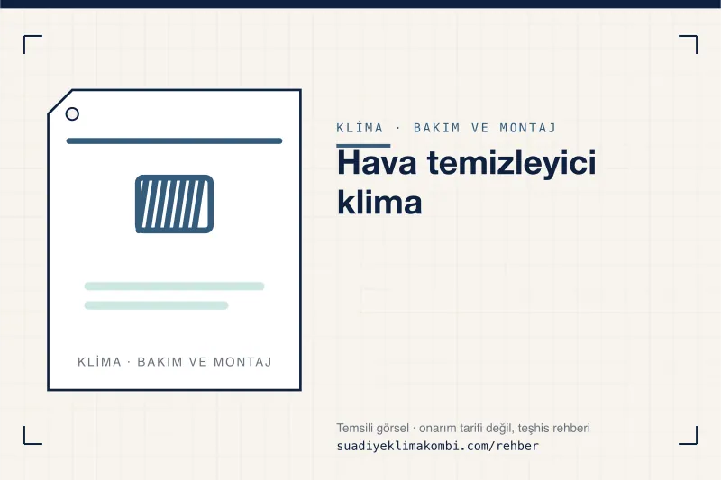 Temsili görsel: "Hava temizleyici klima" konulu klima rehber kartı, bakım ve montaj