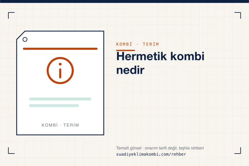 Temsili görsel: "Hermetik kombi nedir" konulu kombi rehber kartı, terim