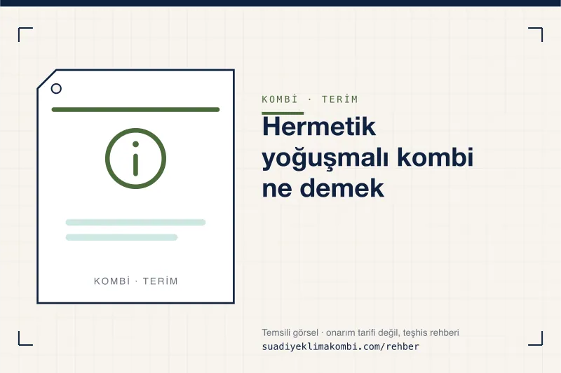 Temsili görsel: "Hermetik yoğuşmalı kombi ne demek" konulu kombi rehber kartı, terim