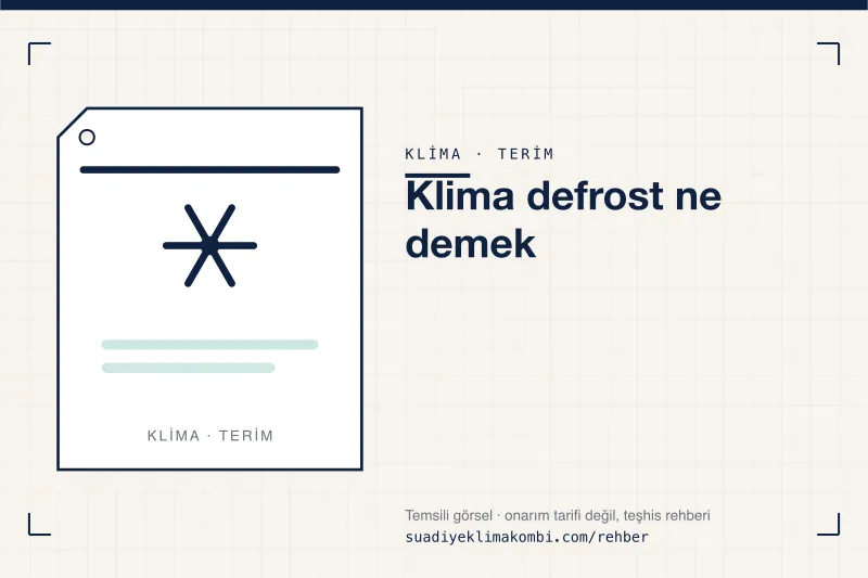 Temsili görsel: "Klima defrost ne demek" konulu klima rehber kartı, terim