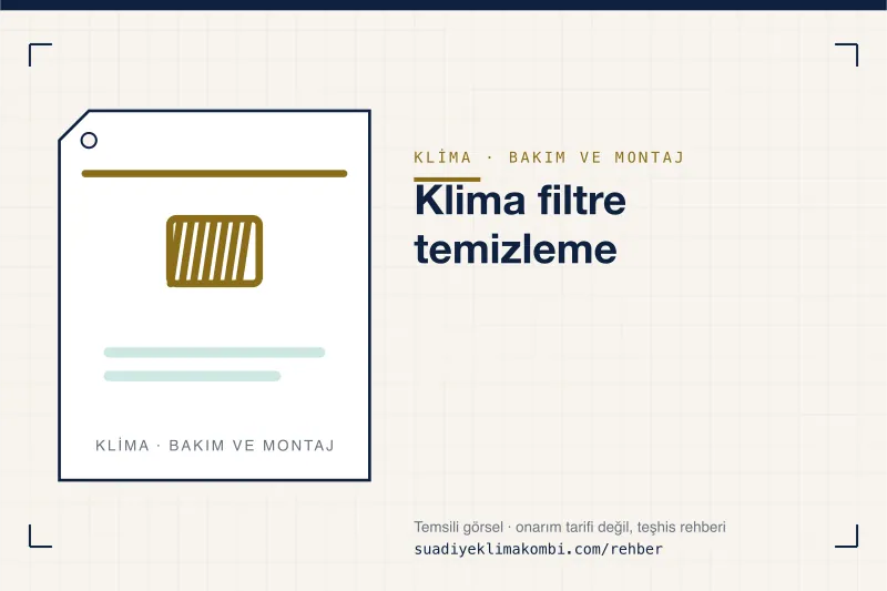 Temsili görsel: "Klima filtre temizleme" konulu klima rehber kartı, bakım ve montaj