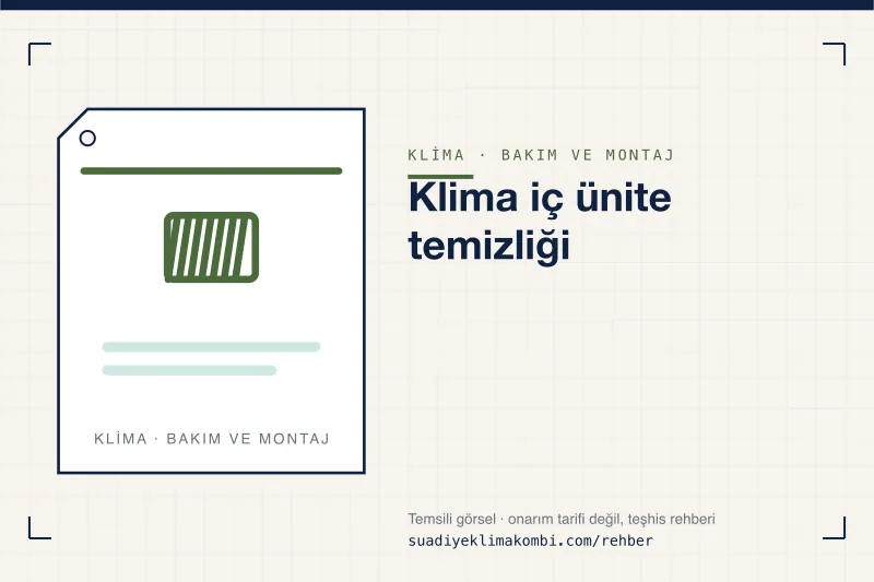 Temsili görsel: "Klima iç ünite temizliği" konulu klima rehber kartı, bakım ve montaj