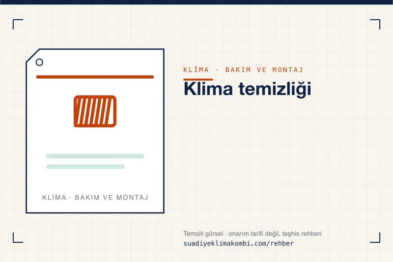 Temsili görsel: "Klima temizliği" konulu klima rehber kartı, bakım ve montaj