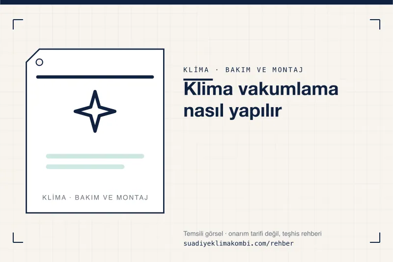 Temsili görsel: "Klima vakumlama nasıl yapılır" konulu klima rehber kartı, bakım ve montaj