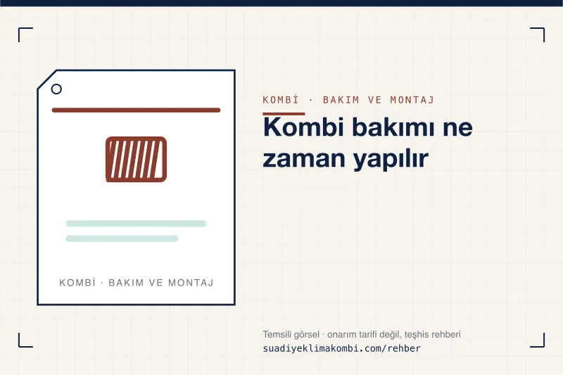 Temsili görsel: "Kombi bakımı ne zaman yapılır" konulu kombi rehber kartı, bakım ve montaj