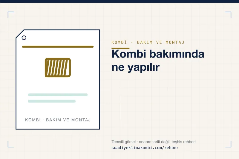 Temsili görsel: "Kombi bakımında ne yapılır" konulu kombi rehber kartı, bakım ve montaj