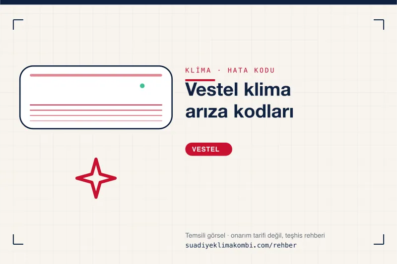 Temsili görsel: Vestel klima iç ünitesi ve hata kodu okuma kartı, "Vestel klima arıza kodları"