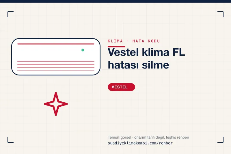 Temsili görsel: Vestel klima iç ünitesi ve hata kodu okuma kartı, "Vestel klima FL hatası silme"